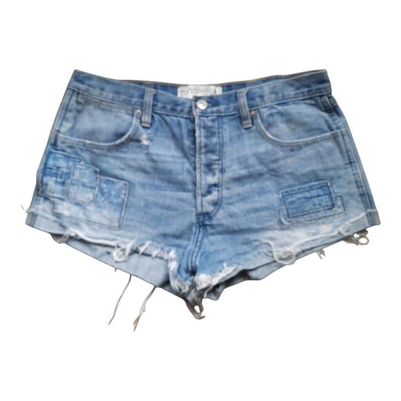 Abercrombie & Fitch Light Blue Distressed Jean Shorts - Picture 1 of 4